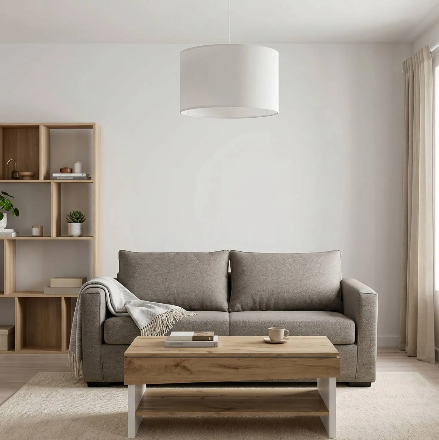 Abat-jour pour suspension tissu blanc 40 cm Rania