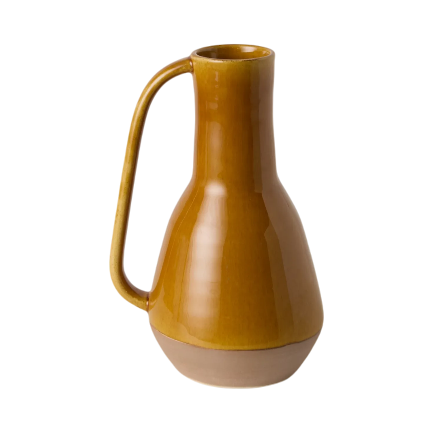 Amphore vase déco à anse curry en céramique 24cm