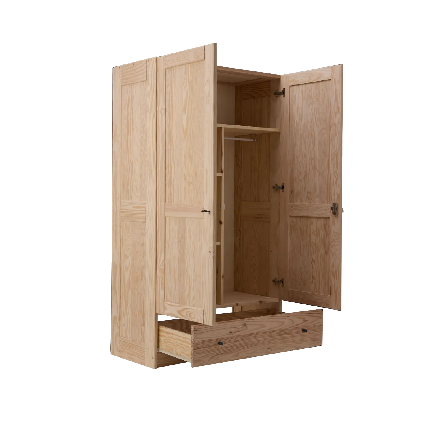 Armoire bois massif 2 portes 1 tiroir Iris