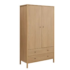 Armoire décor bois 2 portes 2 tiroirs Simon