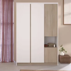 Armoire 4 portes décor bois Palerme