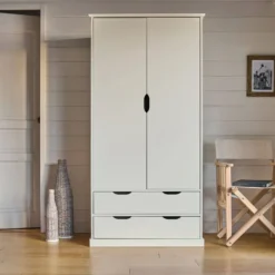 Armoire 2 portes 2 tirois bois Théa
