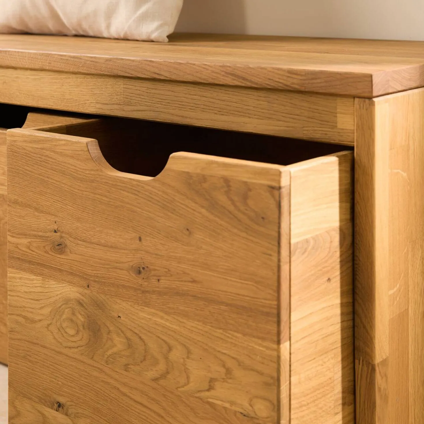 Banc bois massif 3 cubes de rangement Cyriel