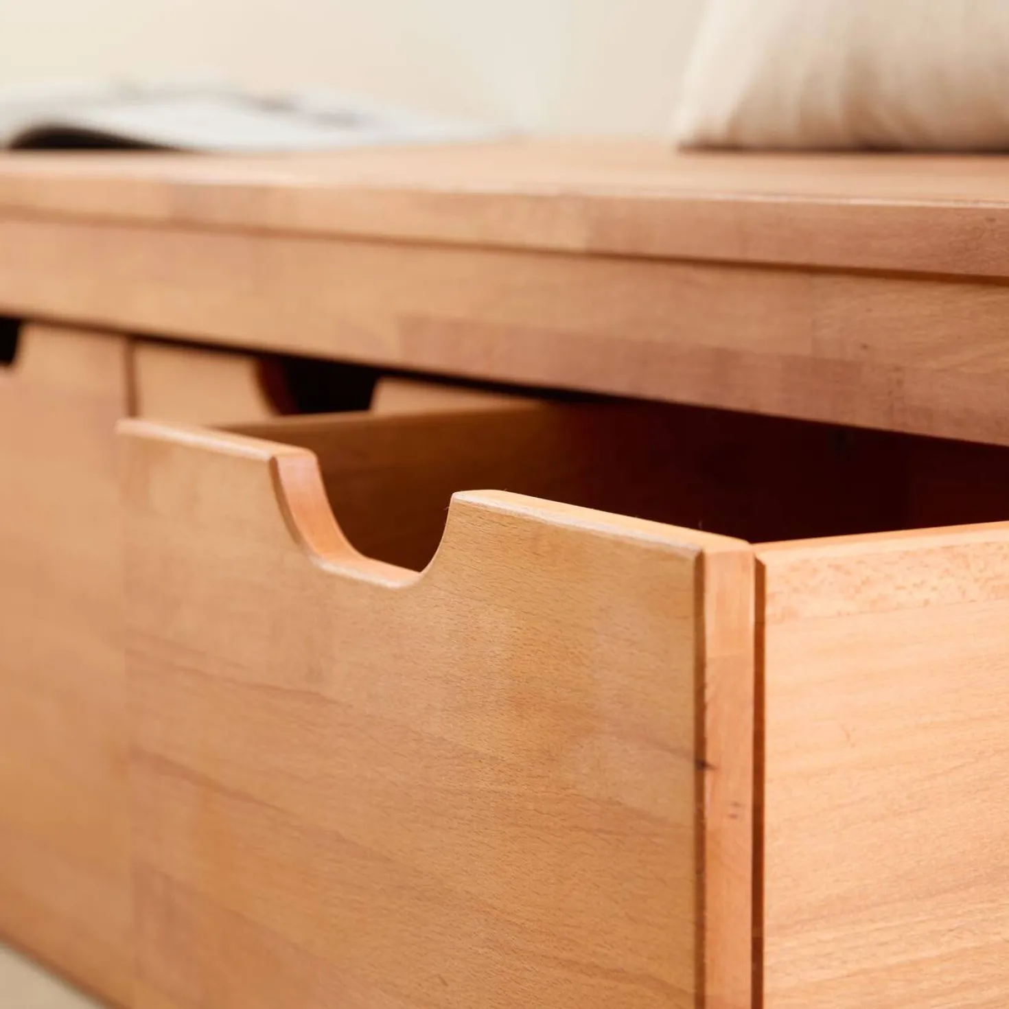Banc bois massif 3 cubes de rangement Cyriel