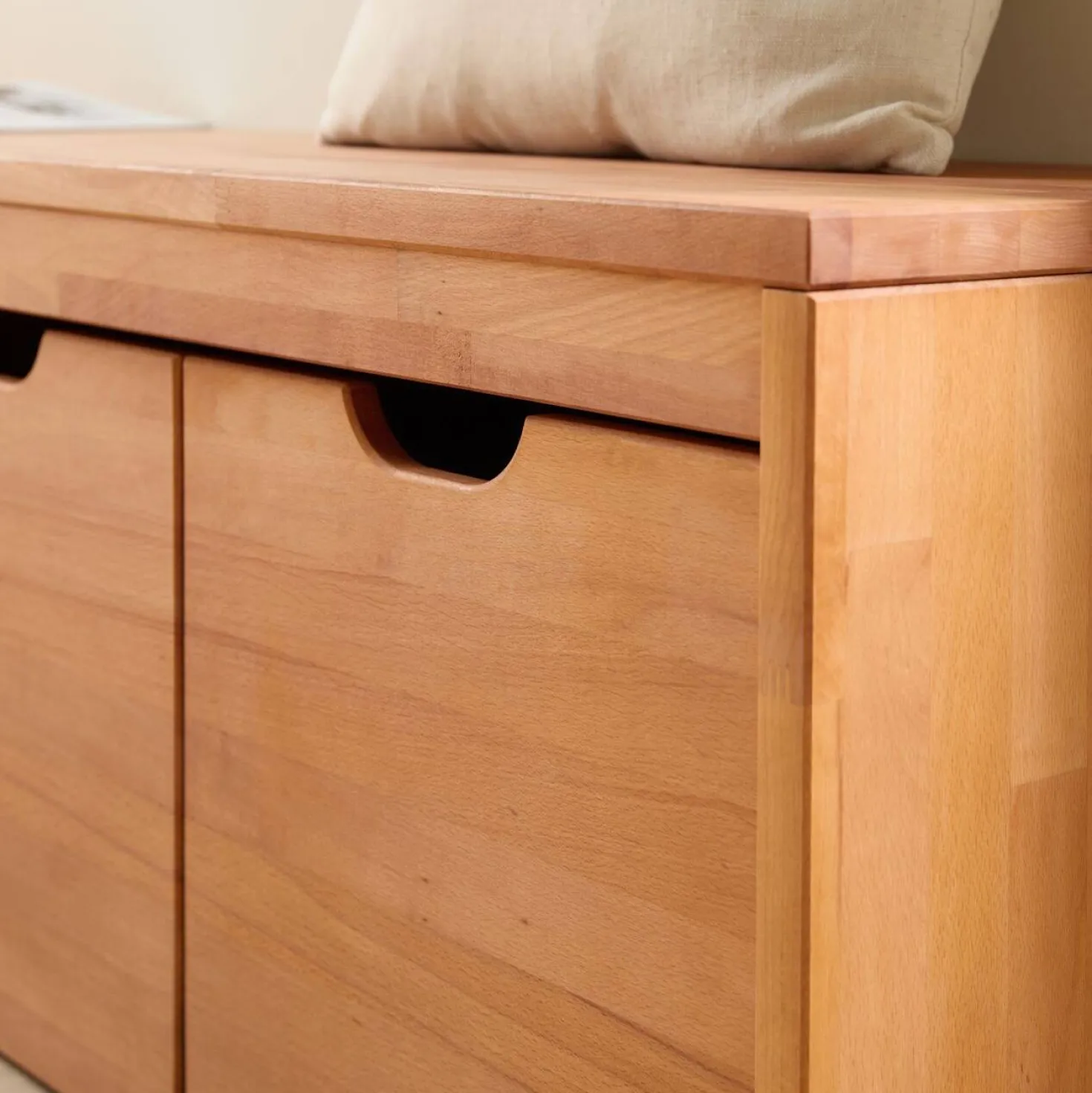 Banc bois massif 4 cubes de rangement Cyriel