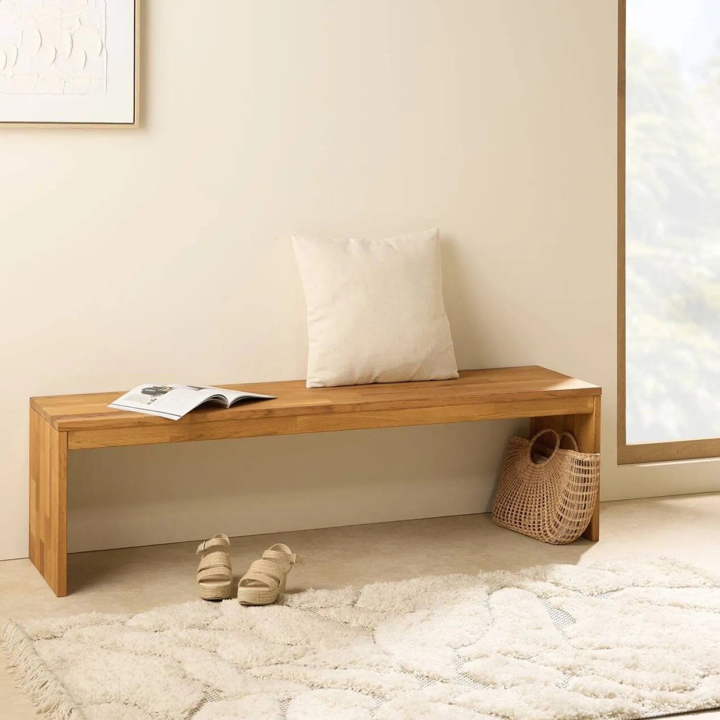 Banc bois massif 3 places Cyriel