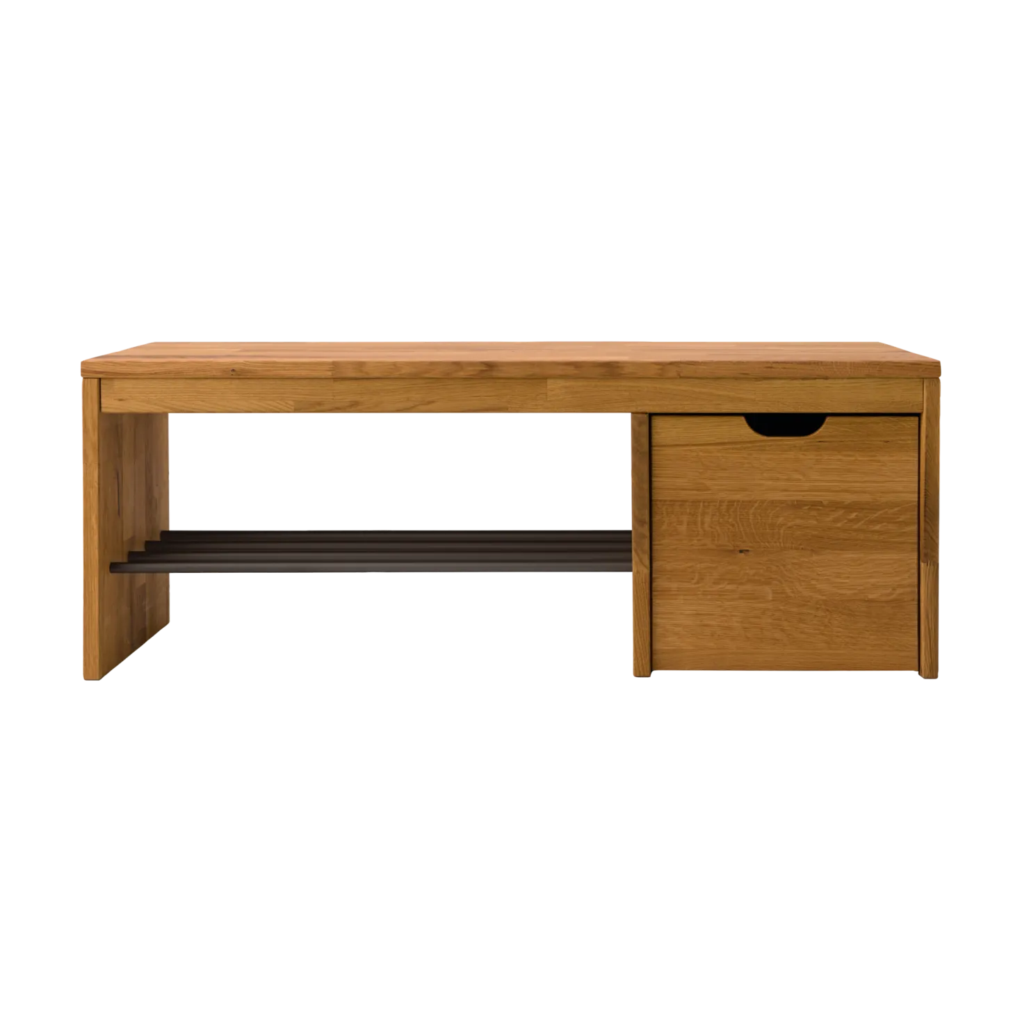 Banc à chaussures bois massif avec 1 cube de rangement Cyriel