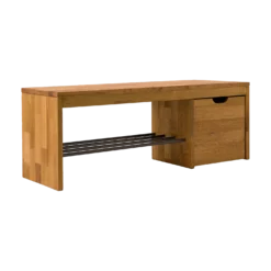 Banc à chaussures bois massif avec 1 cube de rangement Cyriel
