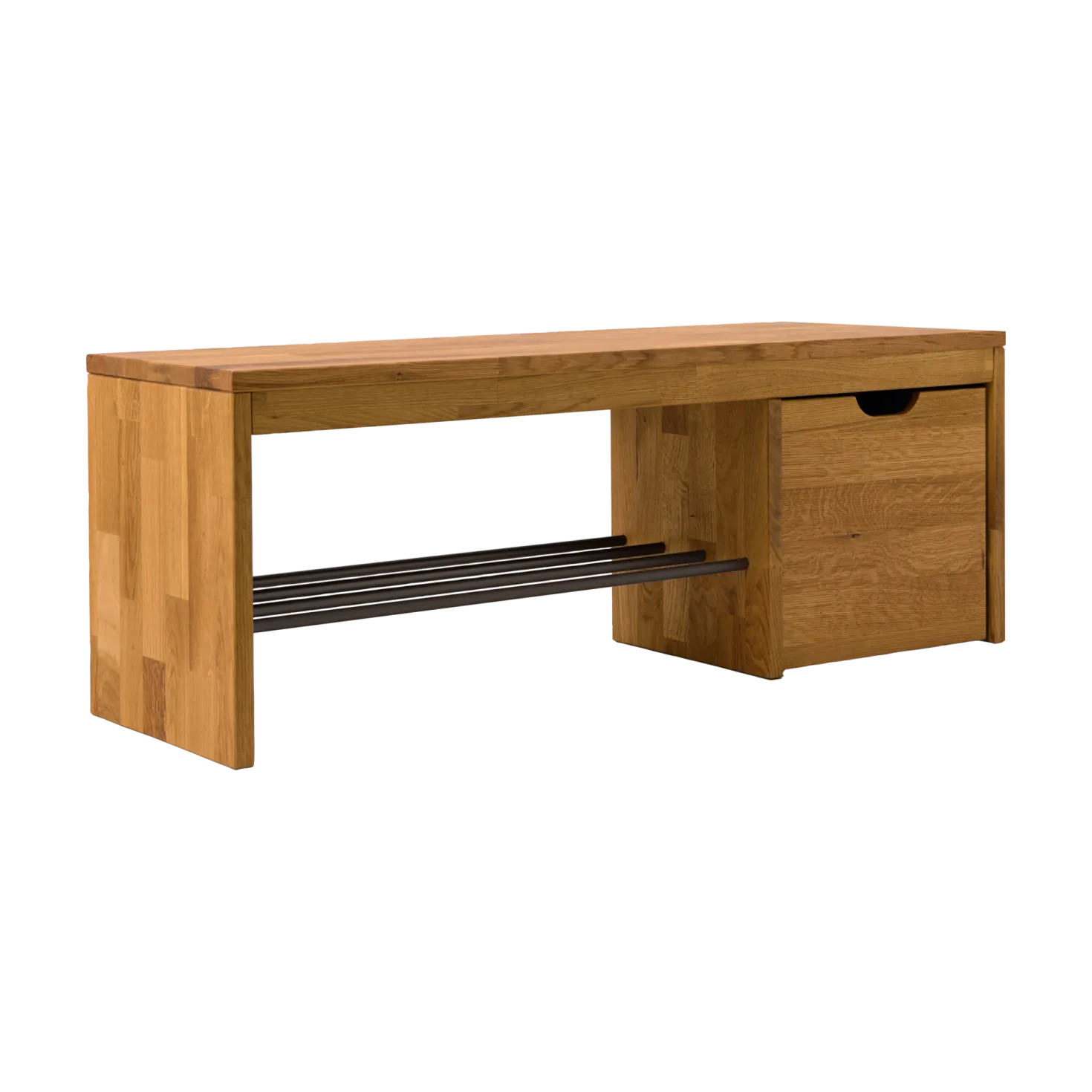 Banc à chaussures bois massif avec 1 cube de rangement Cyriel