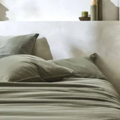 BLANC DES VOSGES Drap housse percale lavée Bohème