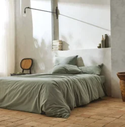 BLANC DES VOSGES Taie de traversin percale lavée Bohème