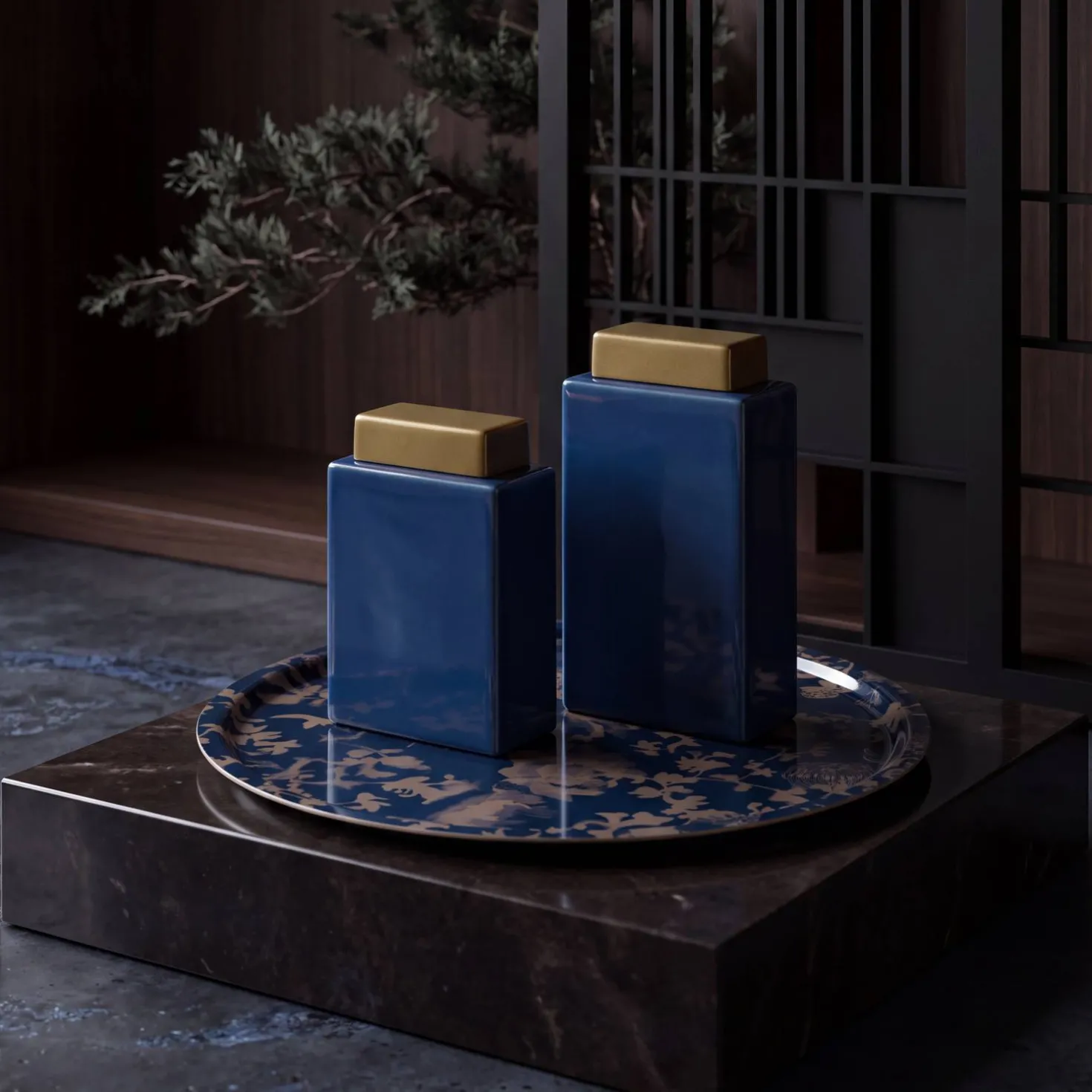 Boîte céramique déco bleu 30 cm Sirine