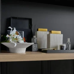 Boîte céramique déco brossé crème 30 cm Sirine