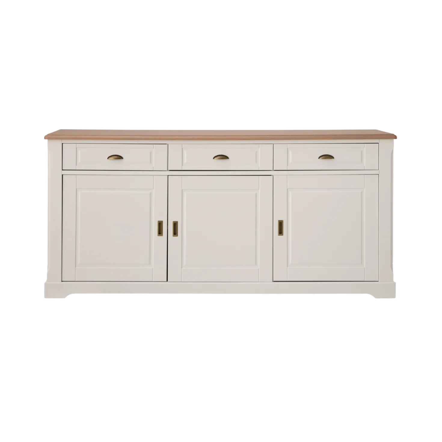 Buffet blanc et bois 3 portes 3 tiroirs 200 cm Apolline