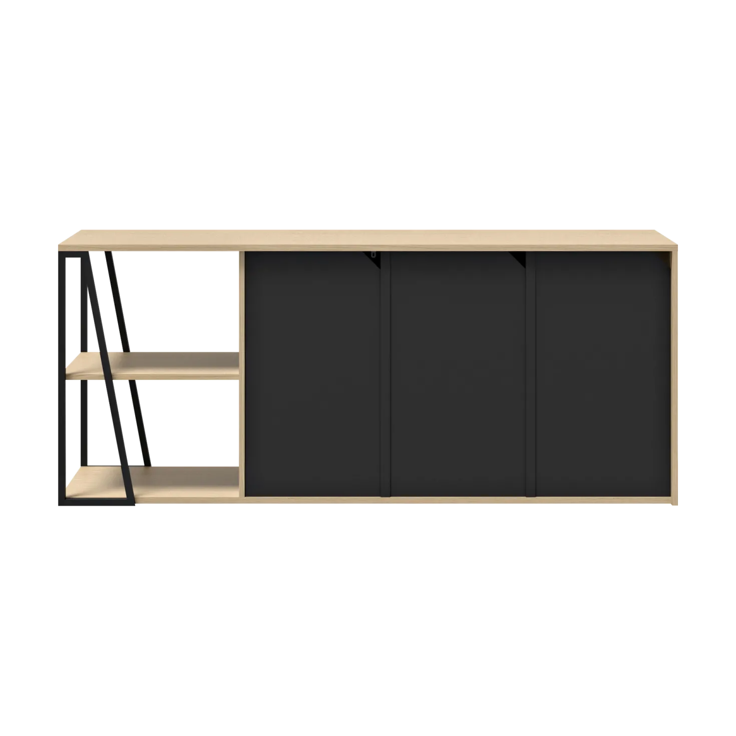 Buffet bois clair et noir 192 cm Albi