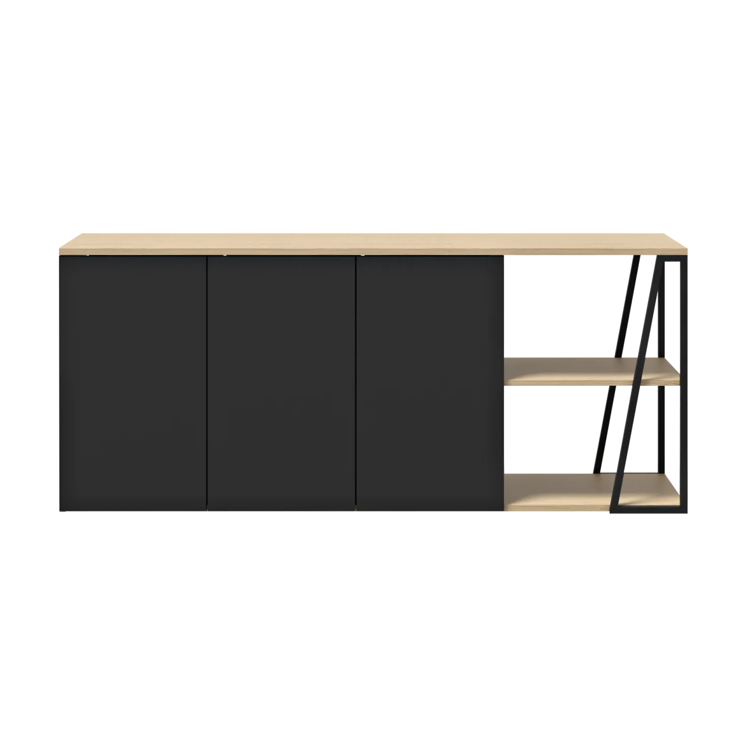 Buffet bois clair et noir 192 cm Albi