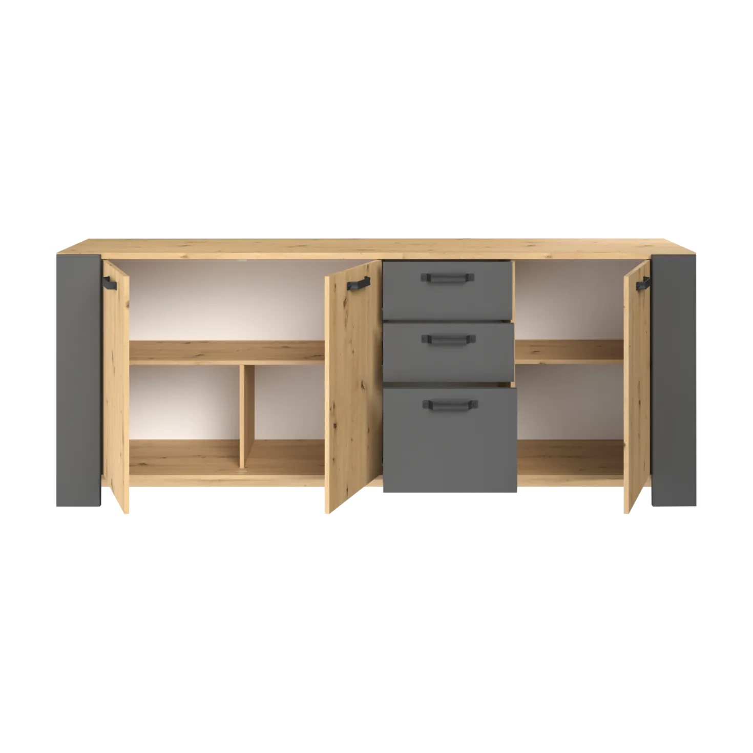 Buffet décor bois 3 portes 220 cm Pippa