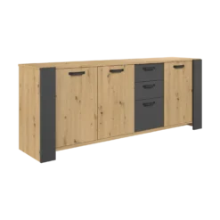 Buffet décor bois 3 portes 220 cm Pippa