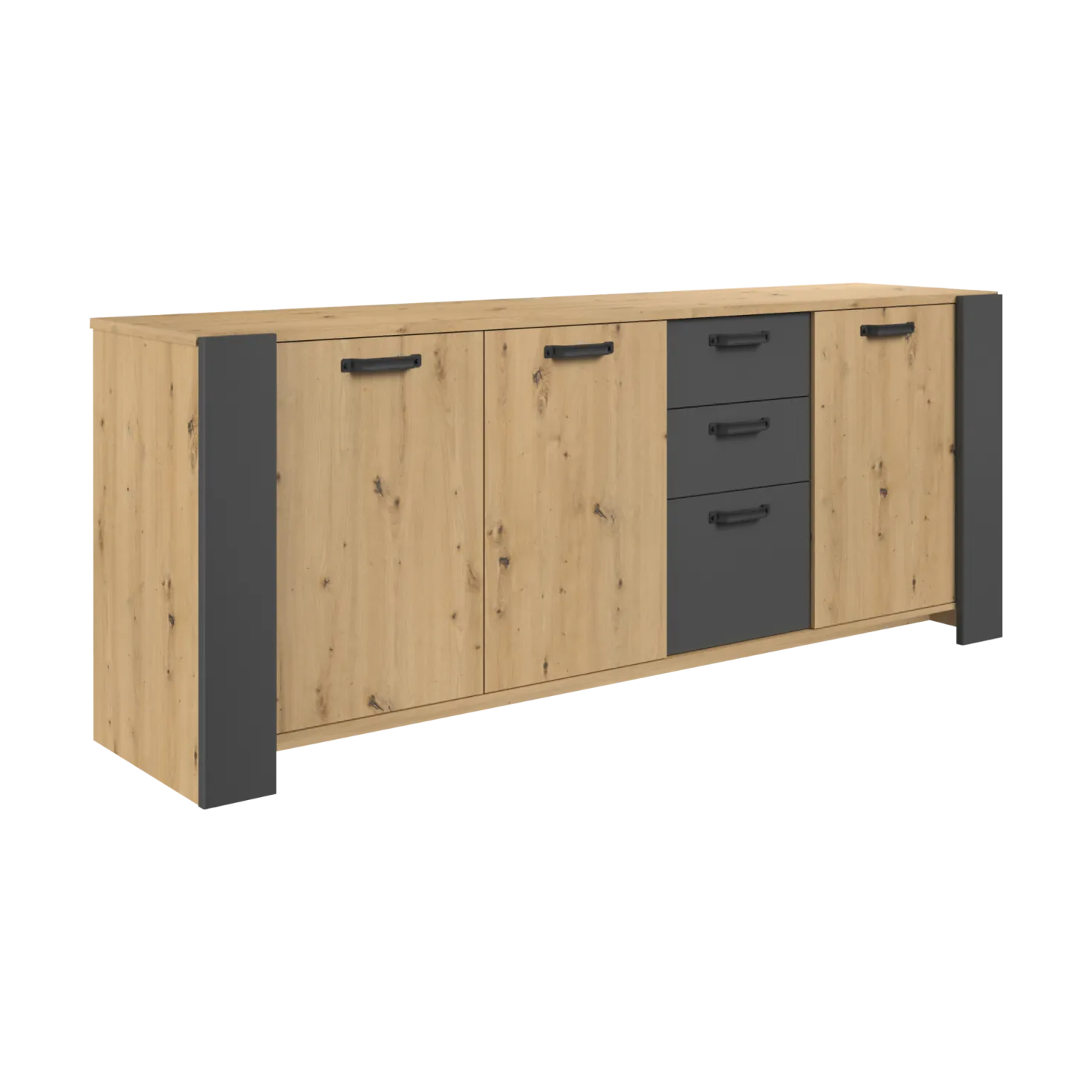 Buffet décor bois 3 portes 220 cm Pippa