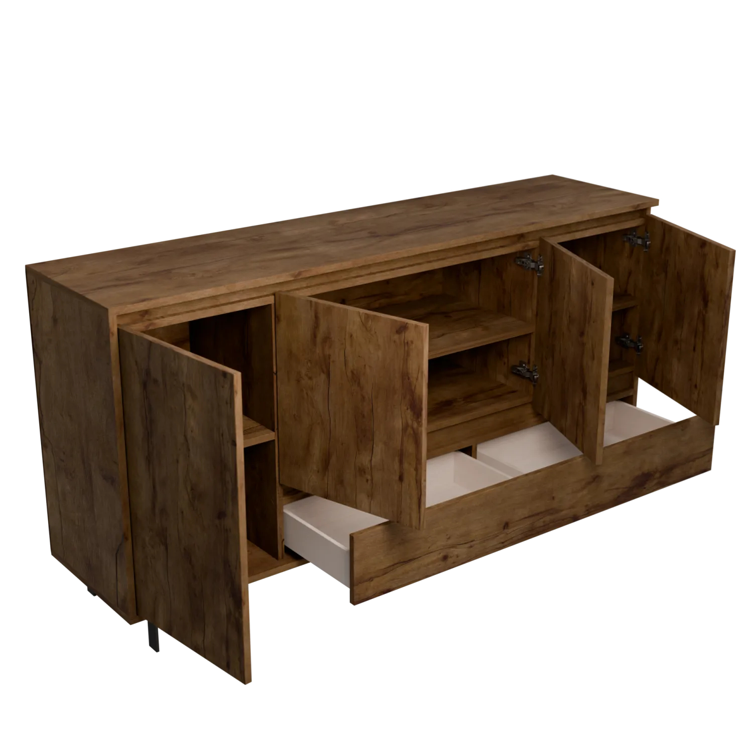 Buffet décor bois 4 portes 1 tiroir 180 cm Gustavo