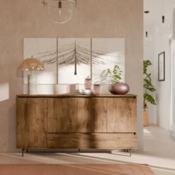 Buffet décor bois 4 portes 1 tiroir 180 cm Gustavo