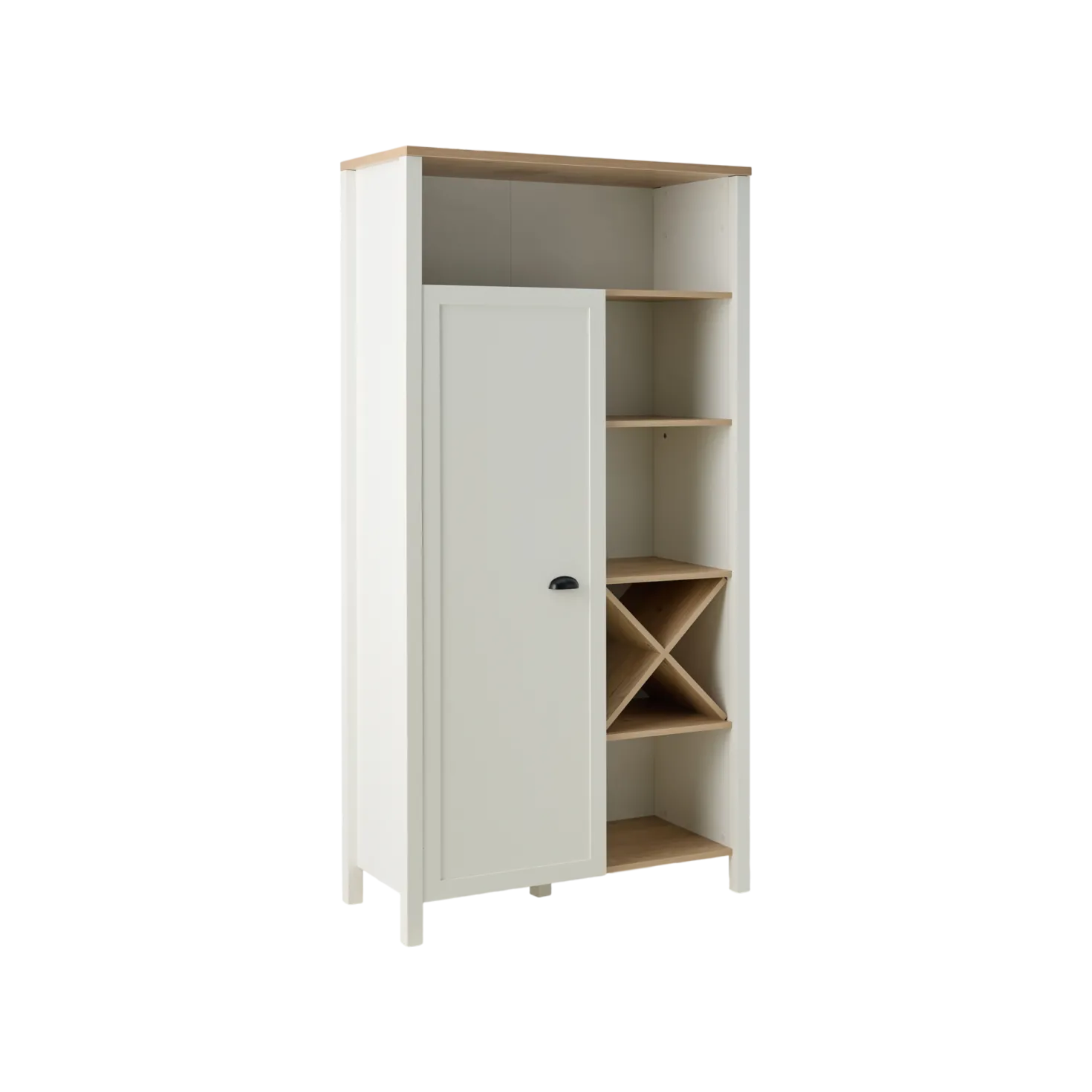 Buffet haut blanc et décor bois 1 porte Pivoine