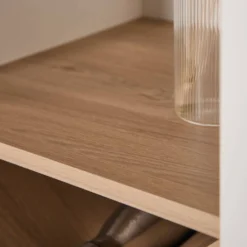 Buffet haut blanc et décor bois 1 porte Pivoine