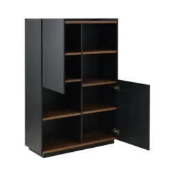 Buffet haut bois foncé et noir Nina