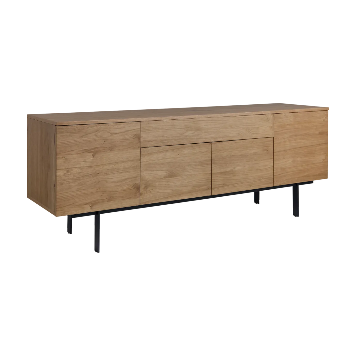 Buffet 4 portes et 1 tiroir bois pieds métal 200 cm Mattéo
