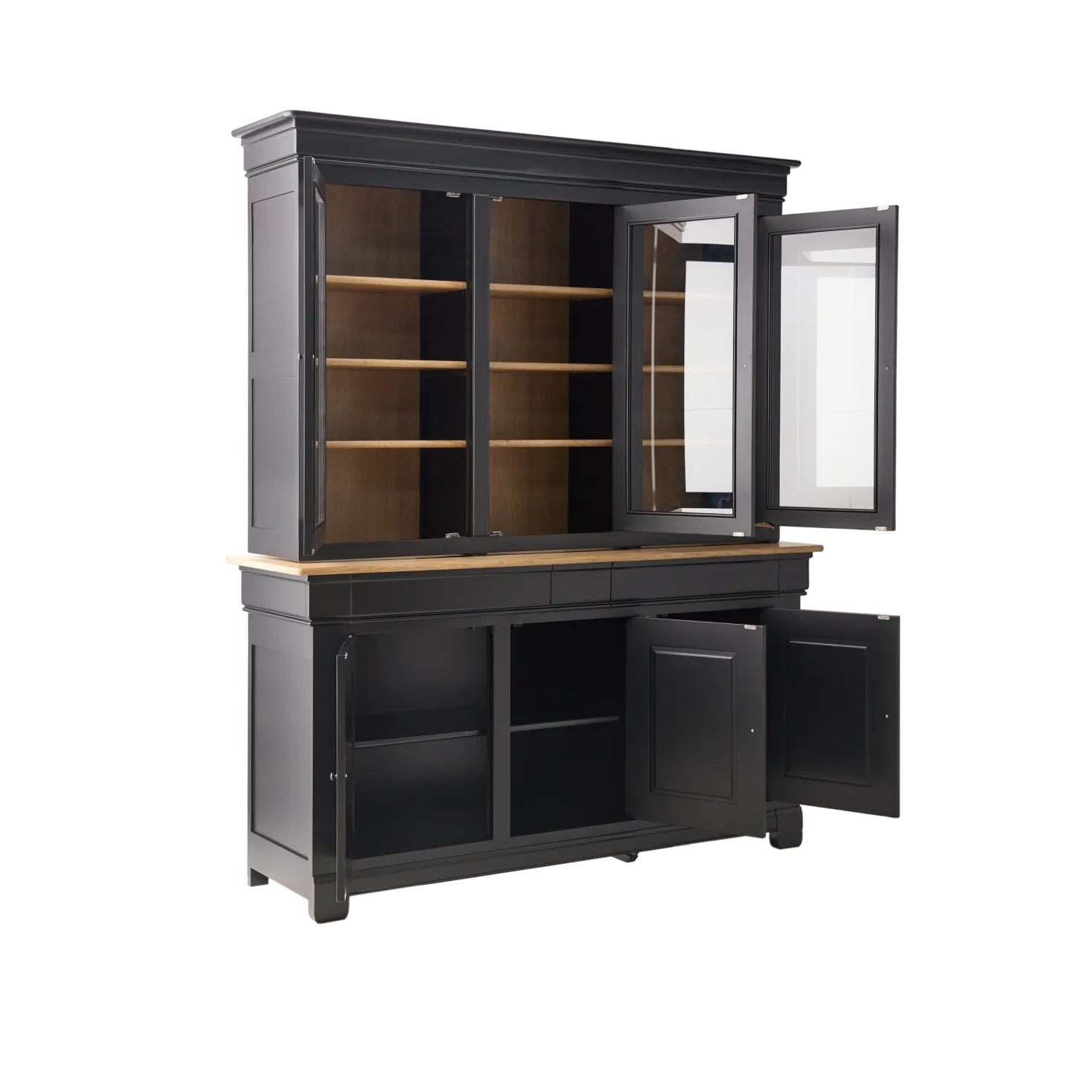 Buffet vaisselier bois massif 6 portes 3 tiroirs Embellie