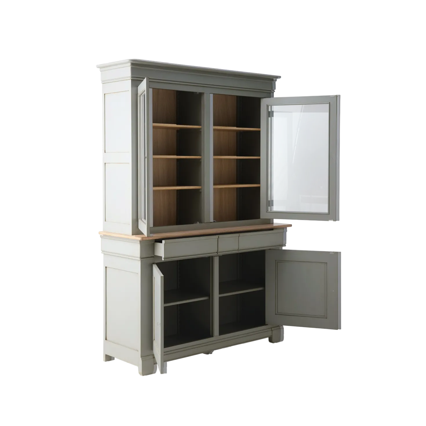 Buffet vaisselier bois massif 4 portes 3 tiroirs Embellie