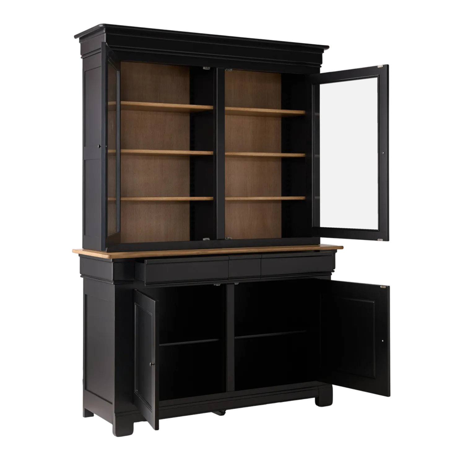 Buffet vaisselier bois massif 4 portes 3 tiroirs Embellie