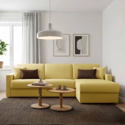 Canapé d'angle convertible et réversible tissu déhoussable Aubin