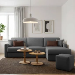 Canapé d'angle convertible et réversible tissu déhoussable Aubin