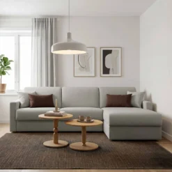 Canapé d'angle convertible et réversible tissu déhoussable Aubin