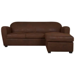 Canapé d'angle microfibre aspect cuir vieilli Owen