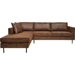 Canapé d'angle microfibre aspect cuir vieilli Pittsburgh