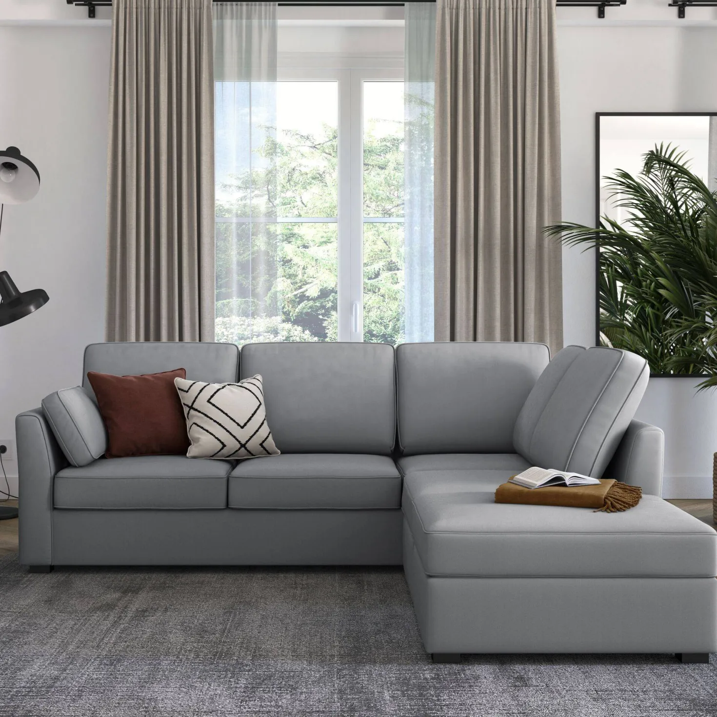 Canapé d'angle réversible tissu coton déhoussable Marbella