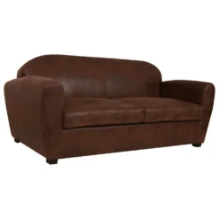 Canapé microfibre aspect cuir vieilli Owen