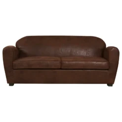 Canapé microfibre aspect cuir vieilli Owen