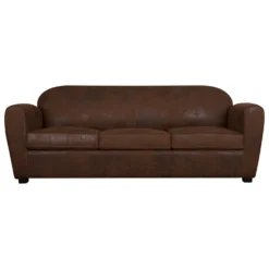Canapé microfibre aspect cuir vieilli Owen