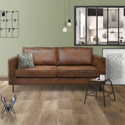 Canapé microfibre aspect cuir vieilli Pittsburgh