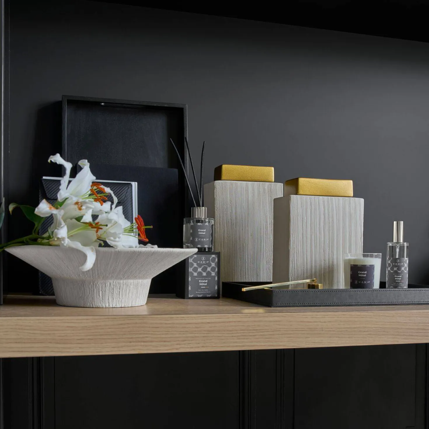 Centre de table céramique déco brossé 35 cm Sidoine