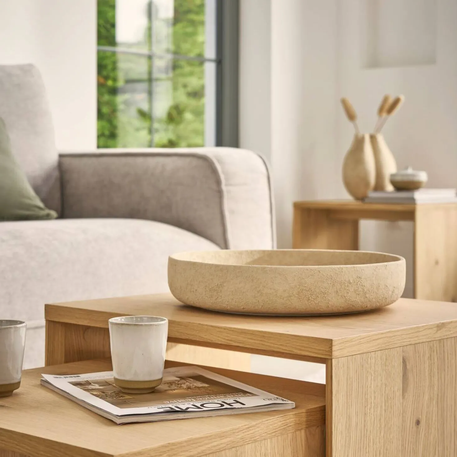 Centre de table céramique déco texturé 35 cm Sérafin