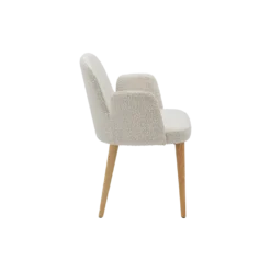 Chaise avec accoudoirs bouclette pieds bois Maxine