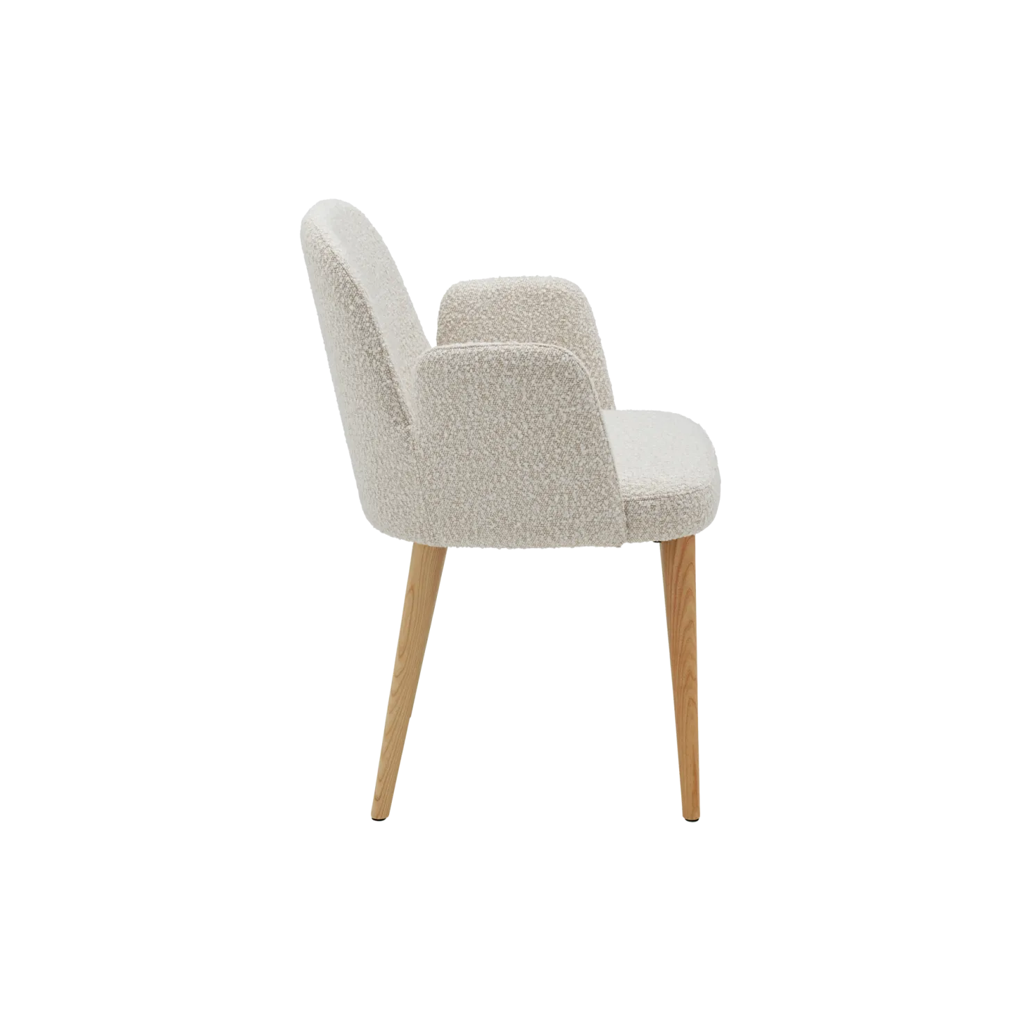 Chaise avec accoudoirs bouclette pieds bois Maxine