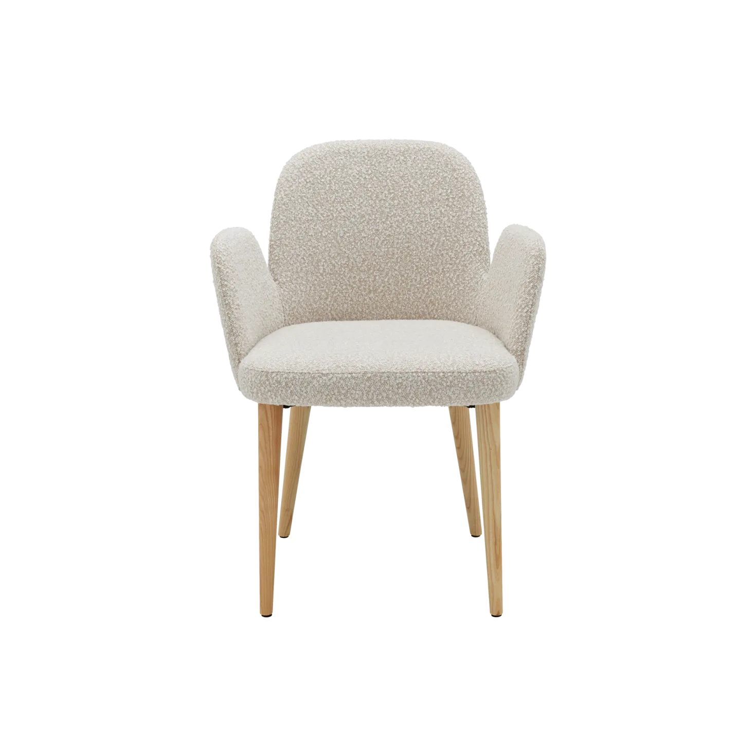 Chaise avec accoudoirs bouclette pieds bois Maxine