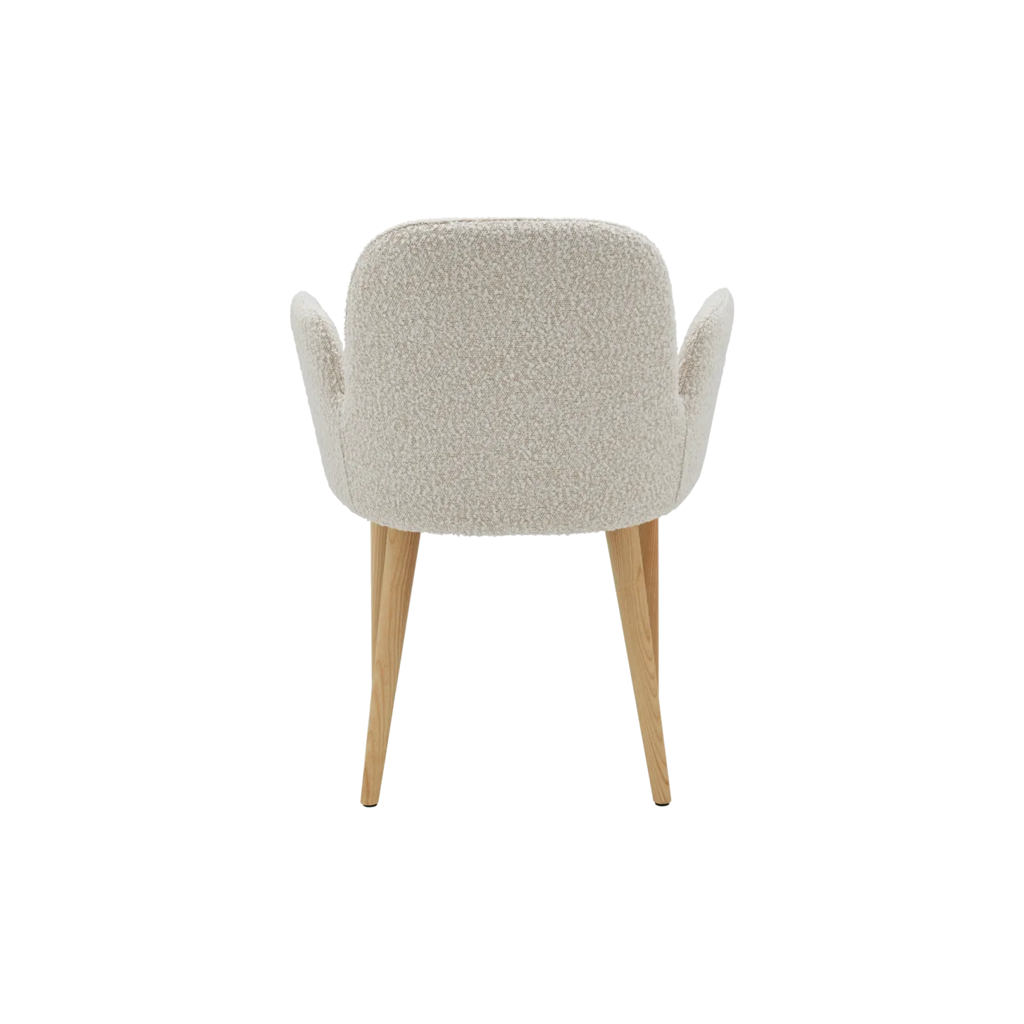 Chaise avec accoudoirs bouclette pieds bois Maxine