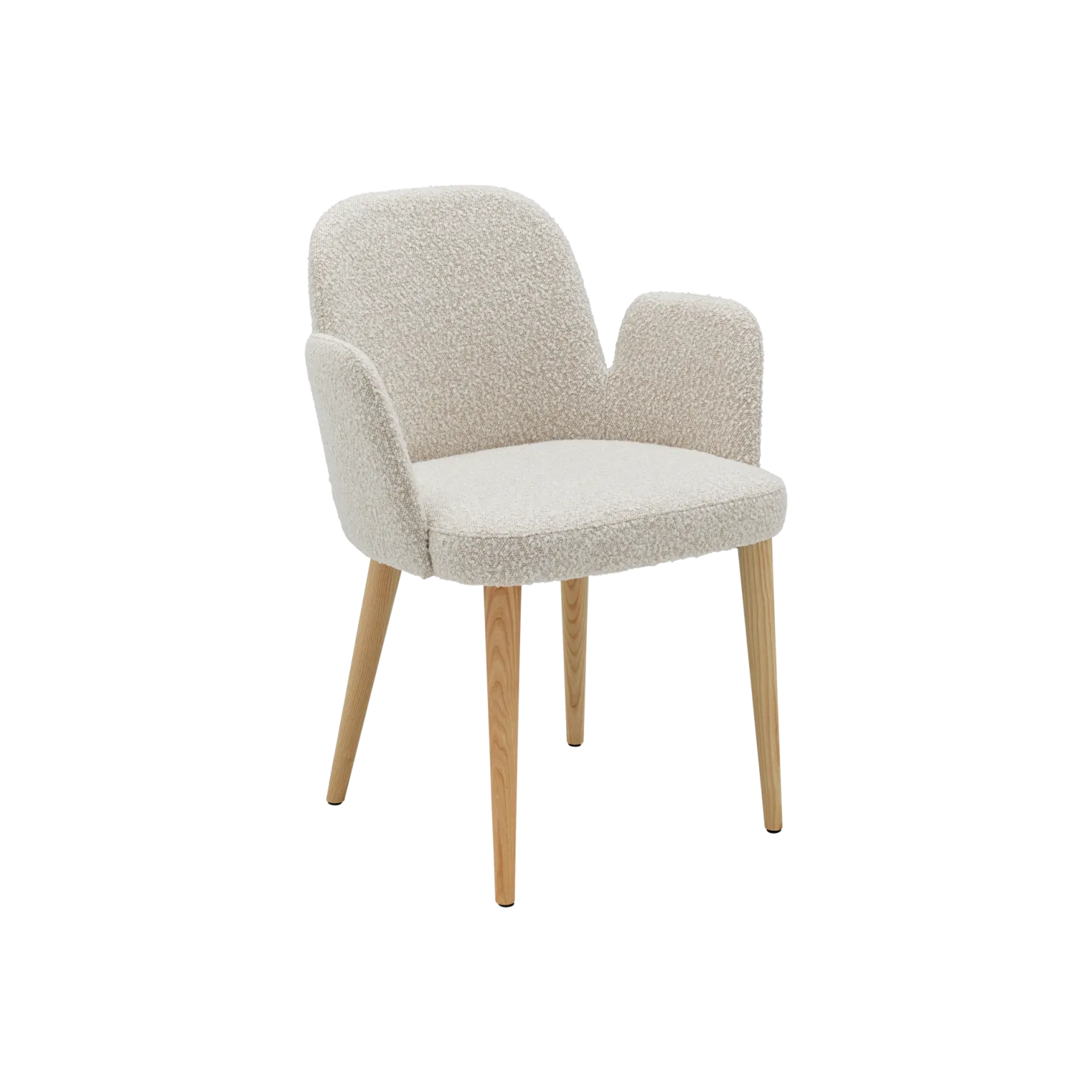 Chaise avec accoudoirs bouclette pieds bois Maxine