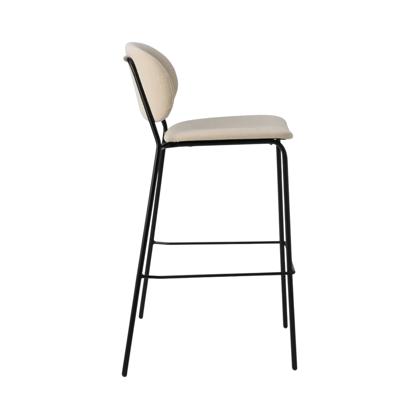 Chaise de bar 75 cm tissu et bois pieds métal Sofia